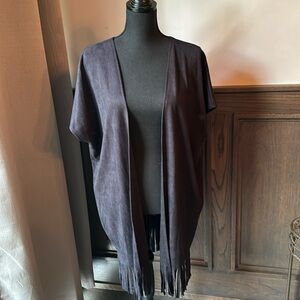 Saks fifth avenue black boho western fringe vest size XL